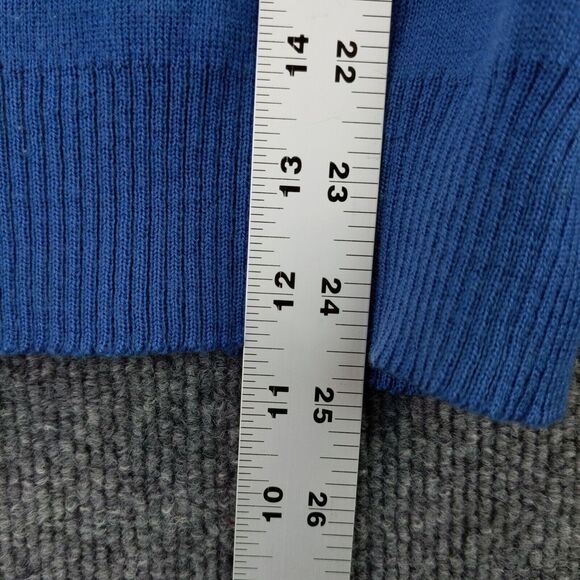 Vintage Izod Lacoste V Neck Knit Sweater Size 20 Blue Embroidered Crocodile Logo - Picture 4 of 14